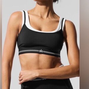 ALO Yoga Black and White Contrast Sports Bra